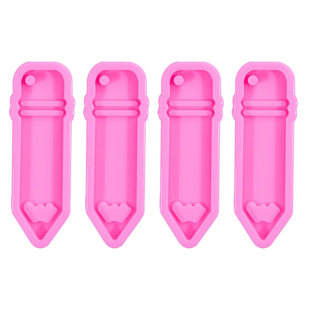 4 Pieces Pencil Shape Keychain Silicone Mold Epoxy Resin Molds Casting Molds with Hole Simply Create Your Own Unique Crafts