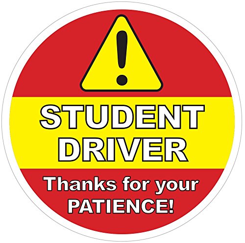 Student Driver Sign - Inside Car Window Static Cling Decal - 5" x 5" - Easy to Remove and Reposition