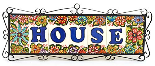 ART ESCUDELLERS House Numbers. Handpainted Ceramic Tiles. Letters and Numbers Handcrafted Perfect to Create Signs, addresses and Names. Design Garden 5,71" X 2,76" (Number 6)