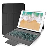 Veroyi iPad Keyboard Case for New 2018 iPad, 2017 iPad, iPad Pro 9.7, iPad Air 1 and Air 2 BT Backlit Keyboard Slim Leather Folio Cover 7 Color Backlight iPad Case with Keyboard