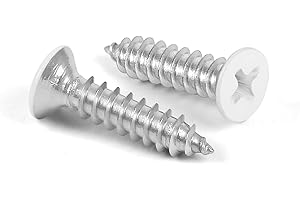 MewuDecor #6 x 3/4" Flat Head Wood Screw, Sheet Metal Screws, Stainless Steel 18-8 (304), White Head, 100 PCS