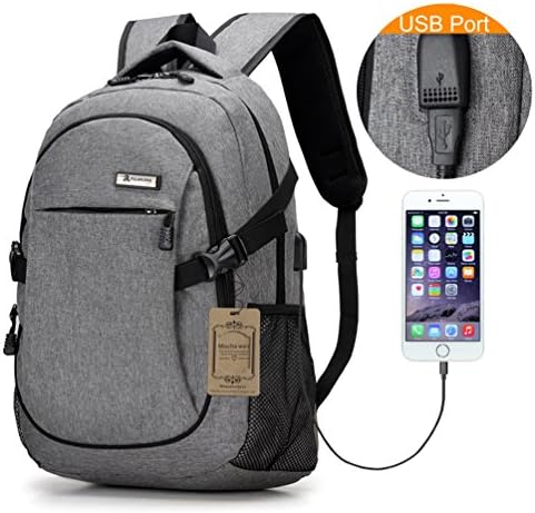 Mocha weir School Laptop Backpack with USB Charging Port (gray)