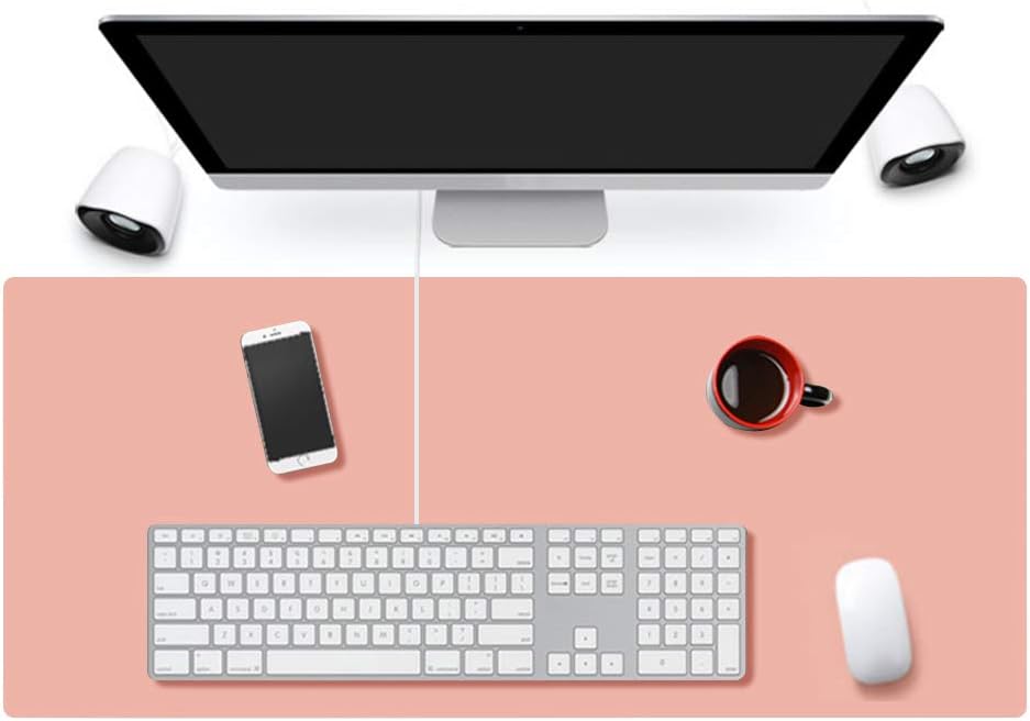 PU Leather Lager Mouse Pad Mat Desk Pad Protecter- 23.6"11.8" Ultra-Smooth Waterproof Large Pad Writing Gaming Desk Pad No Slip（Pink）