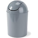 Umbra 1.25 Gallon Mini Waste Can with Removable Swing-Top Lid - Small Garbage Bin for Kitchen, Bathroom, Bedroom, Office - Compact Trash Can Fit Under Tables &amp; Counters - Steel Blue