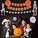 Halloween Party Decorations Cute Fun Party Supplies, All-in-One Pack Kids Theme Party Include Party Blowers, Eye Patch, Cardboard Hat, Balloon, Table Cloth, Banners Hanging Skeleton