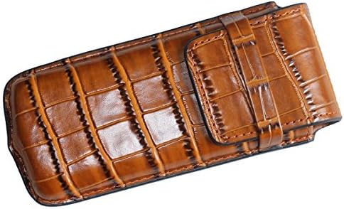 Portable Traveller’s Luxury Single Watch Storage Case/Box//Pouch/Package One Slot Genuine Leather with Alligator Grain (Fit Large Watch) for Men Or Women