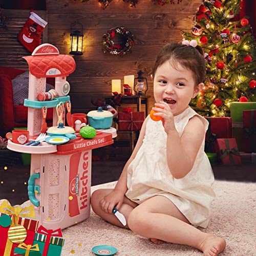 BUYGER 3 in 1 Küchenspielzeug Zubehör Kinderküche Spielküche Kinder Kochgeschirr Topfset Lebensmittel Rollenspiel… – Bild 7