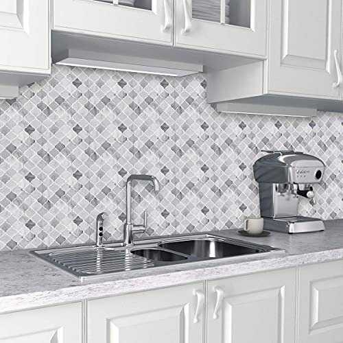 12” X 12” Peel and Stick Backsplash, Arabesque Tile Stick on Backsplash