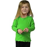 Monag Lettuce Edge Long Sleeve T-Shirt, Blank Tee, Toddler Girl Tops, Girly Tops, 6Y Lime