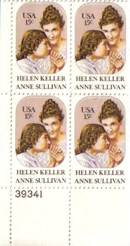 1980 HELEN KELLER ~ ANNE SULLIVAN #1824 Plate Block of 4 x 15 cents US Postage Stamps