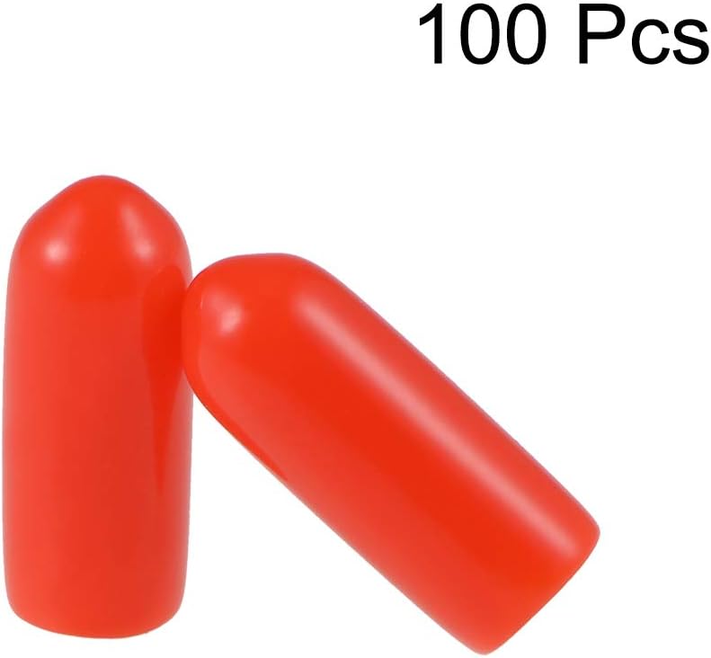 sourcing map 100pcs Rubber End Caps 4.5mm ID Vinyl Round Tube Bolt Cap Cover Thread Protectors Red - Image 3