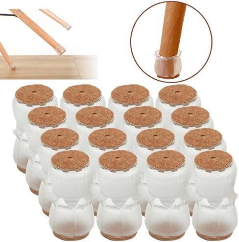 TOVOT 32 PCS Furniture Table Feet Covers ,Chair Leg Floor Protectors, Silicone Caps with Felt Pads, Furniture Carpet Saver Fit for for 22 mm- 25 mm /0.86"- 0.98"