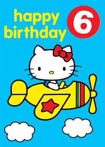 Hello Kitty Happy Birthday 6 Badge Greetings Card Hello Kitty Happy Birthday 6 Badge Greetings Card