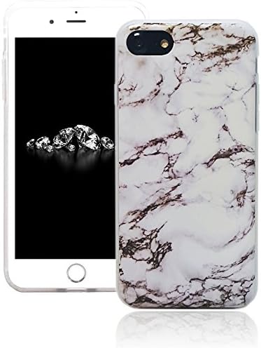 iPhone 7 (4.7") & iPhone 8 (4.7") Marble Pattern Case, Luxury Shiny Slim Protective Creative Design Soft Flexible TPU Case Cover (Swirl White Marble)