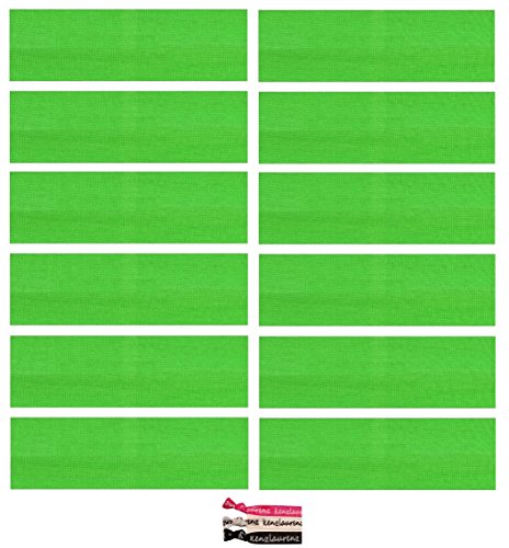 Kenz Laurenz Soft and Stretchy Elastic Cotton Headbands, (Pack of 12) - Neon Green