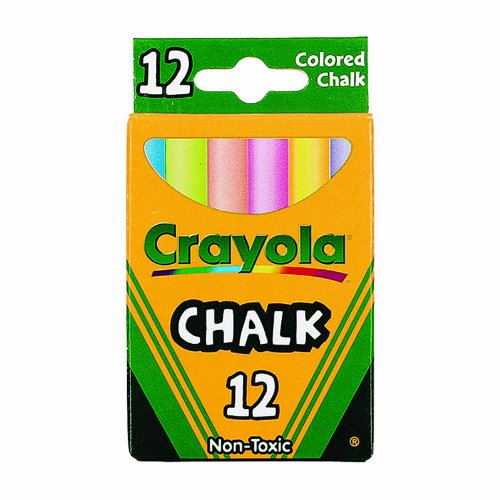 CRAYOLA COLORED LOW DUST CHALK,12 count in each,6 pack