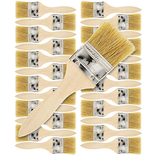 US Art Supply 24 Pack of 2 inch Paint and Chip Paint Brushes for Paint, Stains, Varnishes, Glues, and Gesso