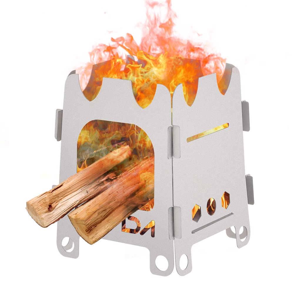 Lixada Titanium Camping Stove Outdoor Folding Wood Stove Ultralight Portable for Camping Fishing Hiking