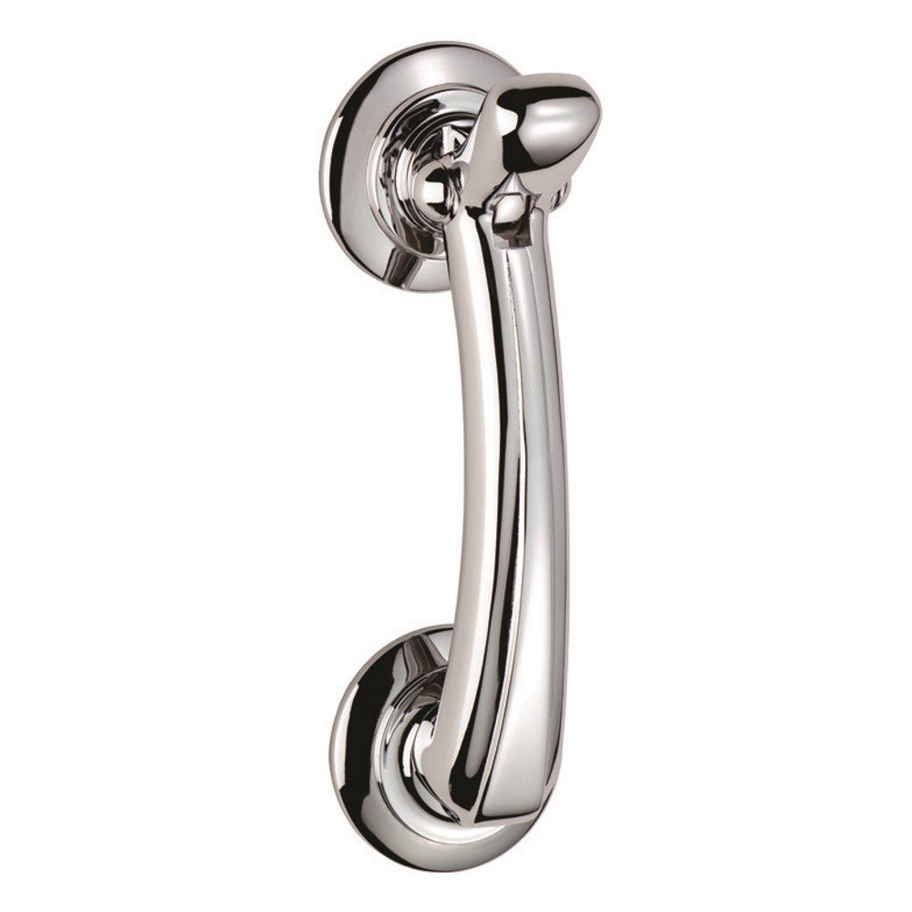 DOOR KNOCKER ON ROSE. CHROME PLATE, Polished Chrome