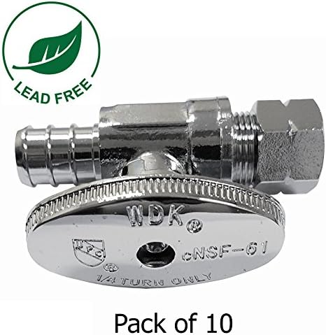 CMI Inc - 1/2 inch x 3/8 inch PEX Straight Stop Valve – Quarter Turn Water Shut-Off for Sink, Toilet, Faucet, Main Water Line – Inline Brass Compression Fittings with Female Adapter – Chrome Finish