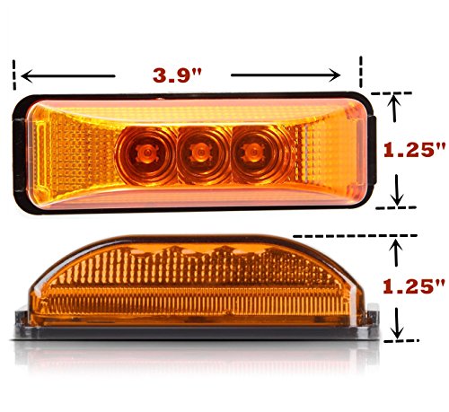 2pcs 3.9 inches 3 Leds Truck Trailer 12V Led Front Rear Led Side Marker Lights Indicator Lamp Rock Light for Truck Trailer Boats,Sealed and Waterproof, Surface Mounted Installation, 2 Amber