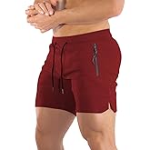 PIDOGYM Men's 5" Gym Workout Shorts,Fitted Jogging Short Pants for Bodybuilding Running Training with Zipper Pockets