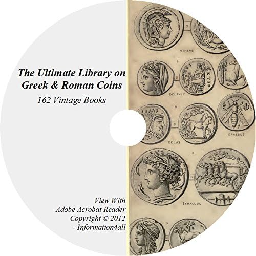 Greek & Roman Coins, Ultimate Library on DVD, 162 Books, Numismatic, Ancient, Greece, History, Catalogs