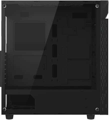GIGABYTE C200 Caja de Vidrio ATX para Juegos, Vidrio Templado Tintado, RGB Integrado, diseño de Cubierta de PSU, Filtro de Polvo Desmontable, Listo para Enfriar, Flujo de Aire Mejorado, Color Negro