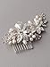 USABride Side Bridal Comb, Wedding Hairpiece with Flowers, Pearls, & Rhinestones 2050