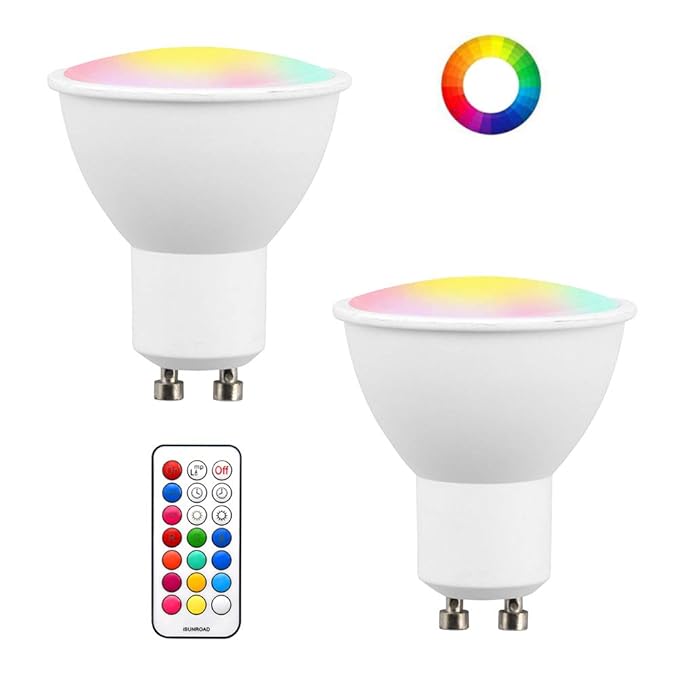Aluxcia GU10 RGB Smart Light Bulb, 3W MR16 GU10 Color Changing 12