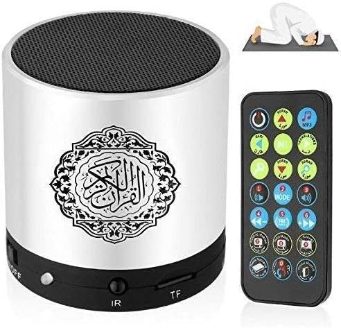 Hitopin Quran Speaker, MP3 Player, Digital Quran Speaker, Quran Translator, Portable Quran Speaker with Remote Control, USB Rechargeable, 8GB TF FM, Silver