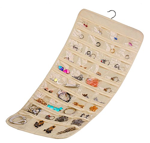 ComboCube Beige 80 Pockets Hanging Jewelry Organizer - Thumbnail 7