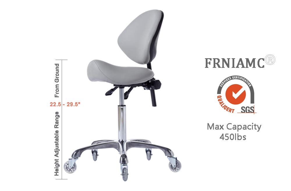 FRNIAMC Hydraulic Saddle Rolling Adjustable, Heavy-Duty (450 lbs) Stool Chair for Beauty Salon Massage Dental Clinic Home Office Use(Grey): Furniture & Decor
