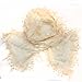 AN Elegant Fashion Leafy Lace Scarf Womens With Tassels Solid Color Cream