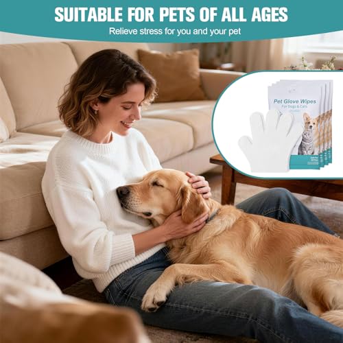 DWDHYEAN 24 Pieces Dog Washing Gloves Hypoallergenic Cleaning Gloves Pet Wipes Gloves Pet Care for Cleaning and Daily Care of Dogs and Cats