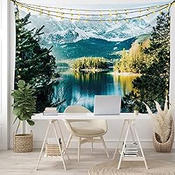 Ambesonne Landscape Tapestry, Mountain Lake in