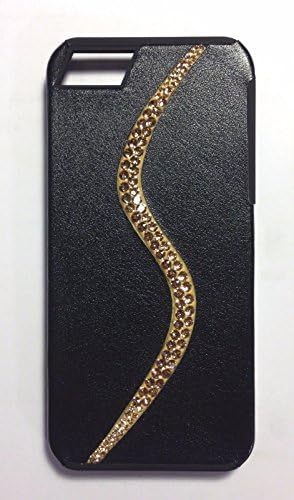 DEOS Genuine Leather Ombre "S" Case W/ Swarovski Elements For Apple iPhone SE / 5S / 5 Black/Gold - Retail Packaging