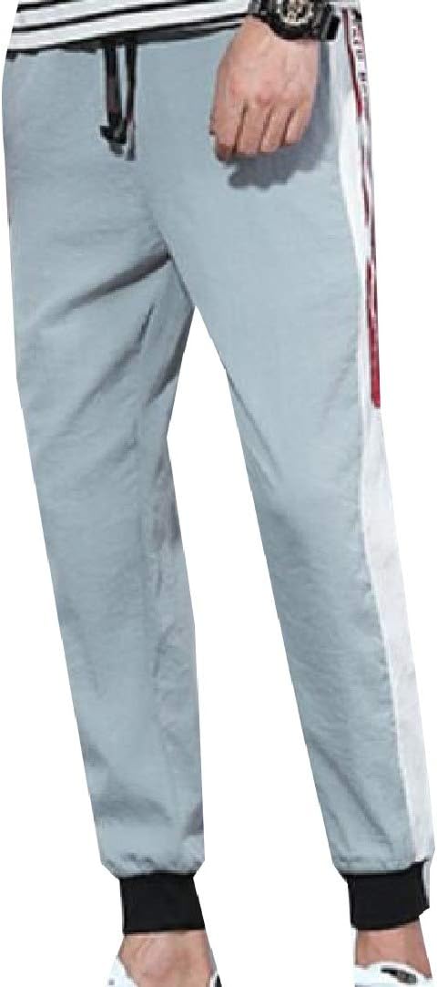 HEFASDM Men Active Pocket Running Trousers Splice Closed-Bottom Sweatpant