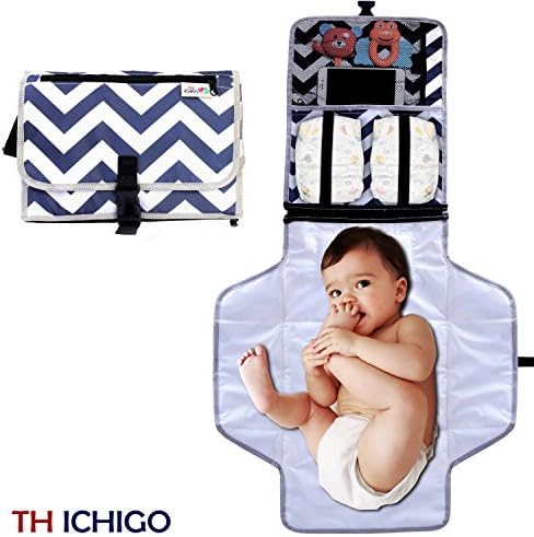 TH ICHIGO Baby Changing Pad Cover, Waterproof Portable Diaper Pad, Changing Travel Kit For Infant and Baby,Gray