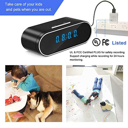 Hidden Camera WiFi Spy Camera, 1080P Clock Hidden Cam with Night Vision, 157° Angle Wireless IP Surveillance Camera for Home Security Monitor, Nanny Cam Video Recorder with Motion Detection