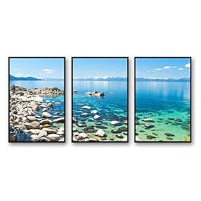 3 Piece Framed Canvas Wall Art for Living Room, Bedroom Lake Tahoe Canvas Prints for Modern Home Decoration Ready to Hang - 16"x24"x3 Panels