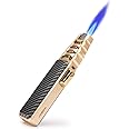 JOBON Big Jet Butane Torch Lighters, Refillable Windproof Jet Flame Solar Beam Adjustable Lighter with Safety Lock for Grill Kitchen BBQ Camping(Gas Not Included) (Black)