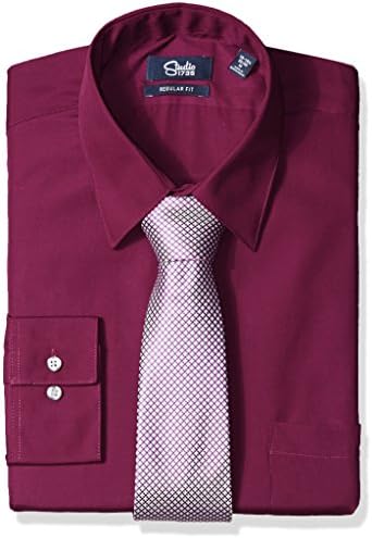 Studio 1735 Men's Dress Shirt Combo Neat Tie reg Fit, Cognac, 15-15.5" Neck 34"-35" Sleeve