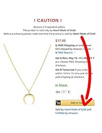 Collar con colgante de media bocina con forma de corazón hecho de oro delicado de media luna