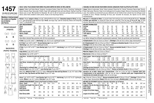 Simplicity Design Your Own Karen Z Pattern 1457 Girls Pullover Jumper or Dress in Two Lengths, Size 8-10-12-14-16