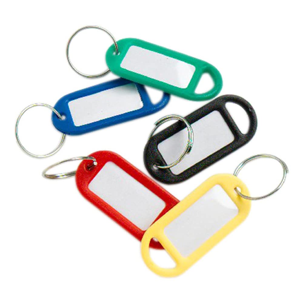 Merriway BH01527 (50 Pcs) Assortment of Key Ring Luggage Tags with Labels, Pack of 50 Pieces
