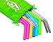 Silicone Straws By KJA: Set Of 6 Reusable Silicone And Stainless Steel Straws For 30 oz Yeti | Rtic Tumbler With Cleaning Brushes And Storage Pouch – Extra Long Multipurpose Straws For Drinks And More