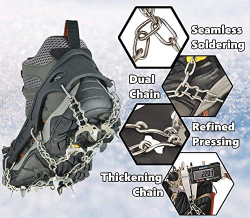 Uelfbaby Crampons Ice Snow Grips Traction Cleats System Safe Protect for Walking, Jogging, or Hiking on Snow and Ice