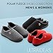 Women's Comfort Polar Fleece Slip on Slippers Color Block Memory Foam House Loafers Shoes w/ Indoor, Outdoor Sole Gray Medium
