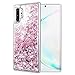 Caka Case for Galaxy Note 10 Plus Glitter Case Liquid Bling Luxury Fashion Flowing Floating Sparkle Shining Glitter Soft TPU Clear Women Girls Case for Samsung Galaxy Note 10+ Plus 5G (Rose Gold)